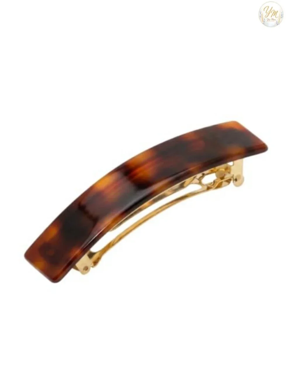 Tortoise French Hair Barrette for Fine Hair, Metal Clasp, 3.5 Inch